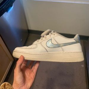 baby blue and white air force 1’s